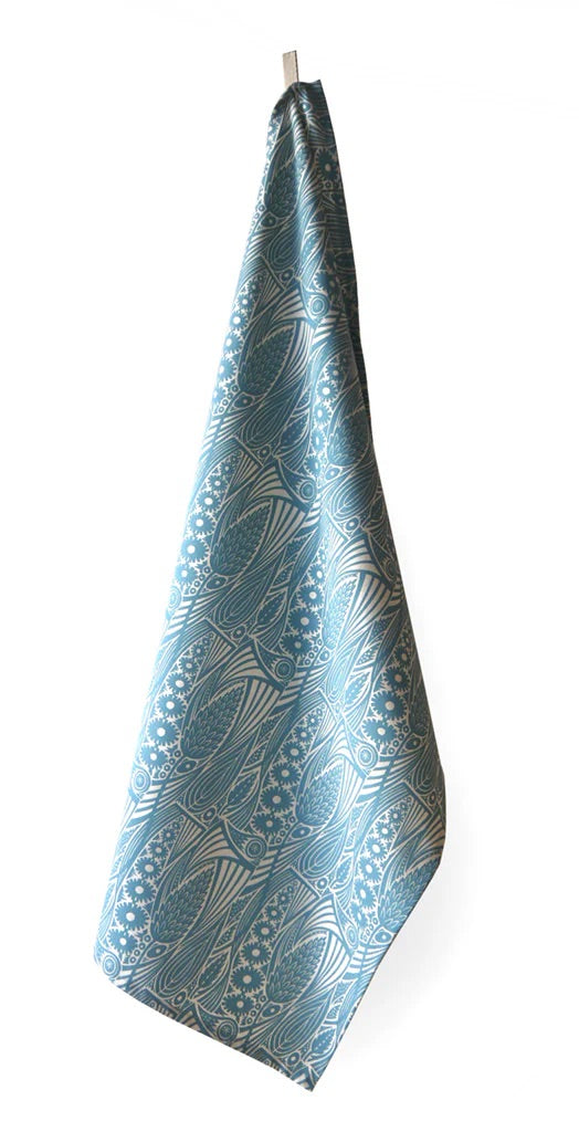 Meadow Grass Tea Towel - Sky Blue - Angie Lewin - St. Jude's Fabrics & Wallpapers