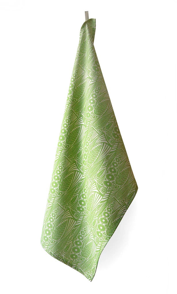 Meadow Grass Tea Towel - Leaf Green - Angie Lewin - St. Jude's Fabrics & Wallpapers