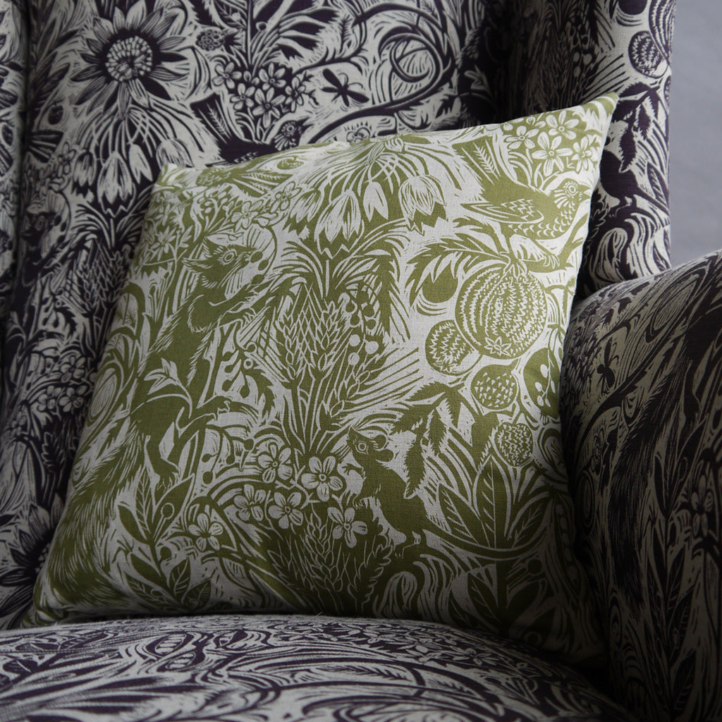 Squirrel and Sunflower fabric - Mark Hearld - St. Jude's Fabrics & Wallpapers