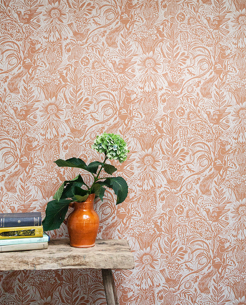 Squirrel and Sunflower wallpaper - Mark Hearld - St. Jude's Fabrics & Wallpapers