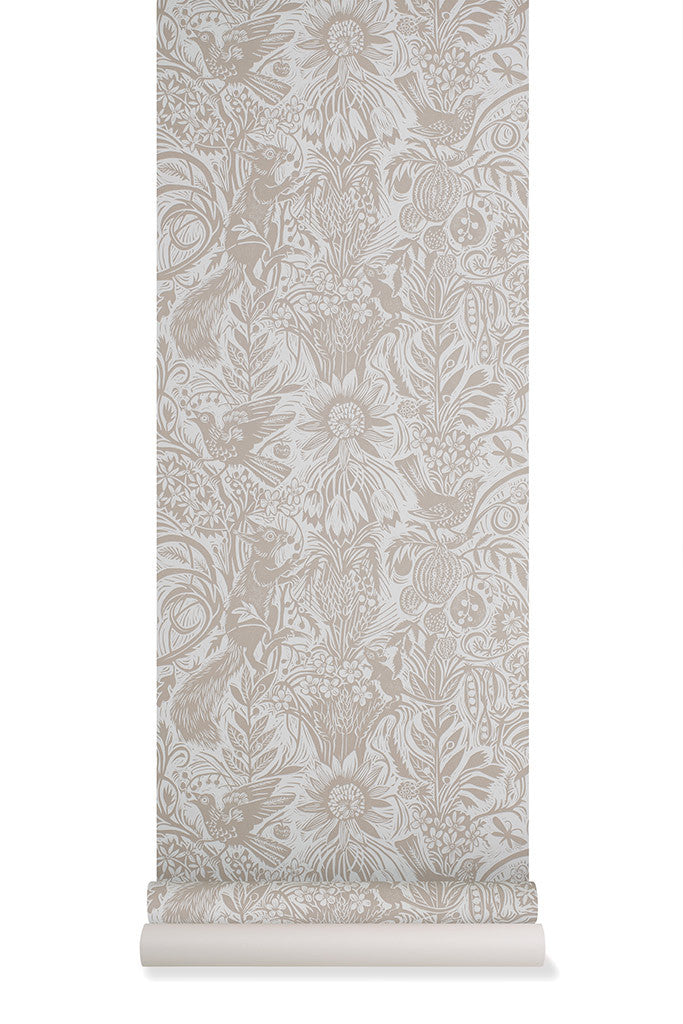 Squirrel and Sunflower wallpaper - Mark Hearld - St. Jude's Fabrics & Wallpapers