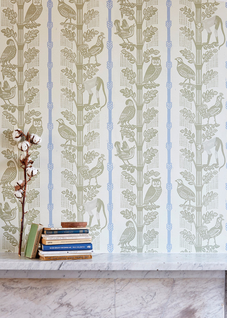 Monkeys and Birds wallpaper - Sheila Robinson - St. Jude's Fabrics & Wallpapers
