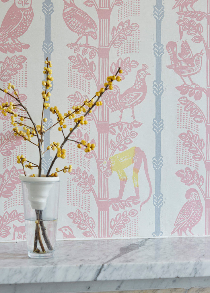 Monkeys and Birds wallpaper - Sheila Robinson - St. Jude's Fabrics & Wallpapers