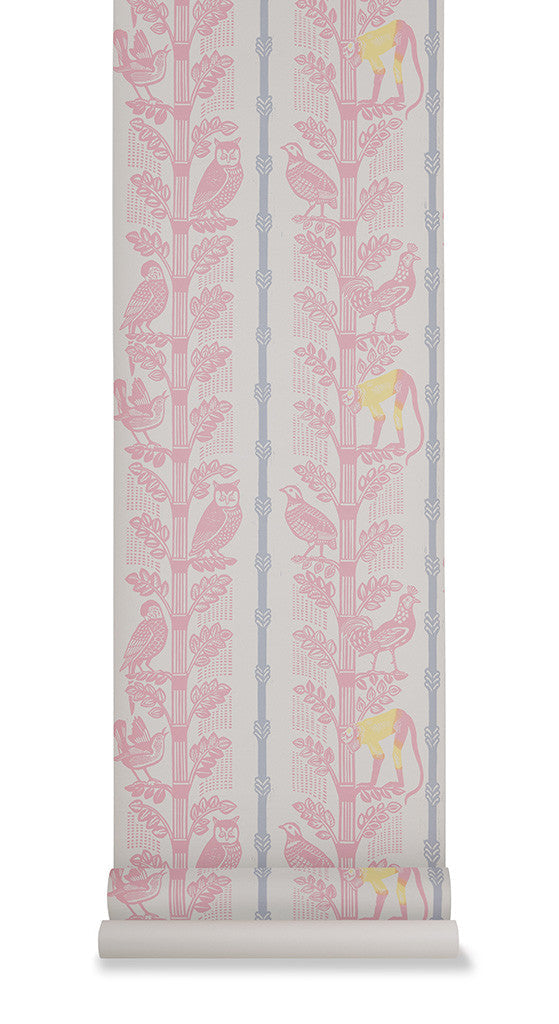 Monkeys and Birds wallpaper - Sheila Robinson - St. Jude's Fabrics & Wallpapers