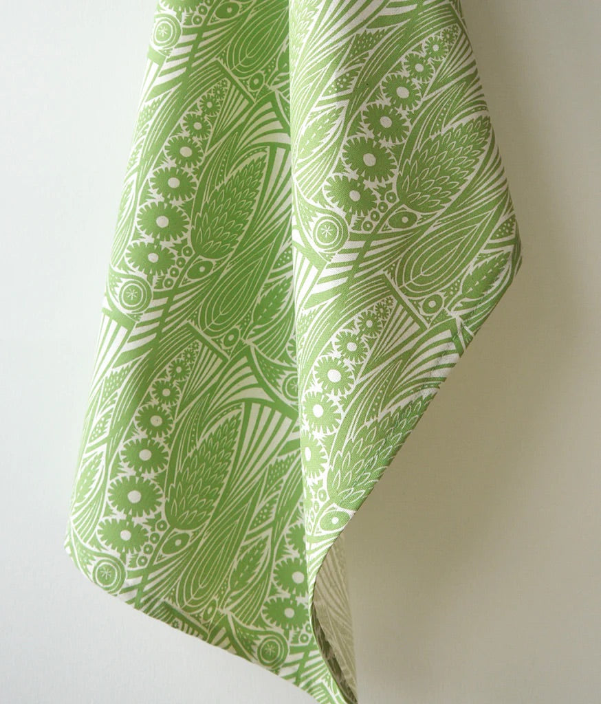 Meadow Grass Tea Towel - Leaf Green - Angie Lewin - St. Jude's Fabrics & Wallpapers