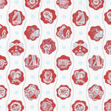 red prints in white fabric with nautical theme