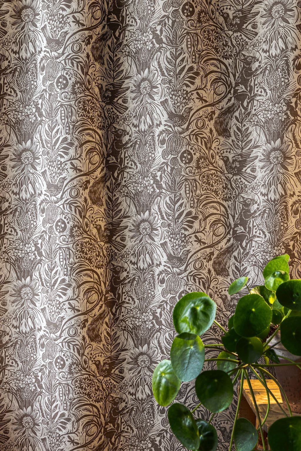 Squirrel and Sunflower fabric - Mark Hearld (sample room) - St. Jude's Fabrics & Wallpapers