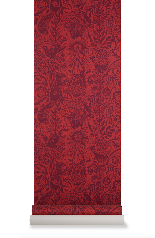Squirrel and Sunflower wallpaper - Mark Hearld - St. Jude's Fabrics & Wallpapers