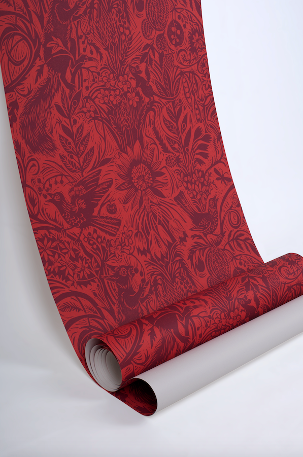 Squirrel and Sunflower wallpaper - Mark Hearld - St. Jude's Fabrics & Wallpapers