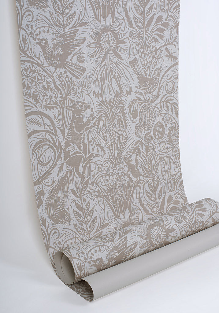 Squirrel and Sunflower wallpaper - Mark Hearld - St. Jude's Fabrics & Wallpapers