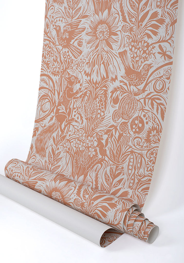 Squirrel and Sunflower wallpaper - Mark Hearld - St. Jude's Fabrics & Wallpapers