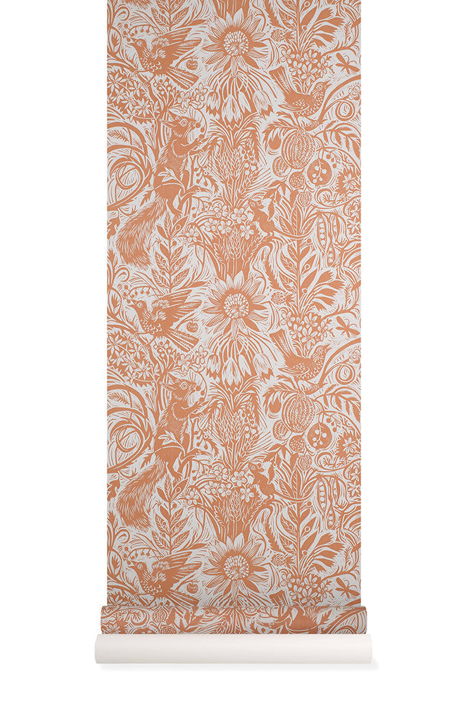 Squirrel and Sunflower wallpaper - Mark Hearld - St. Jude's Fabrics & Wallpapers