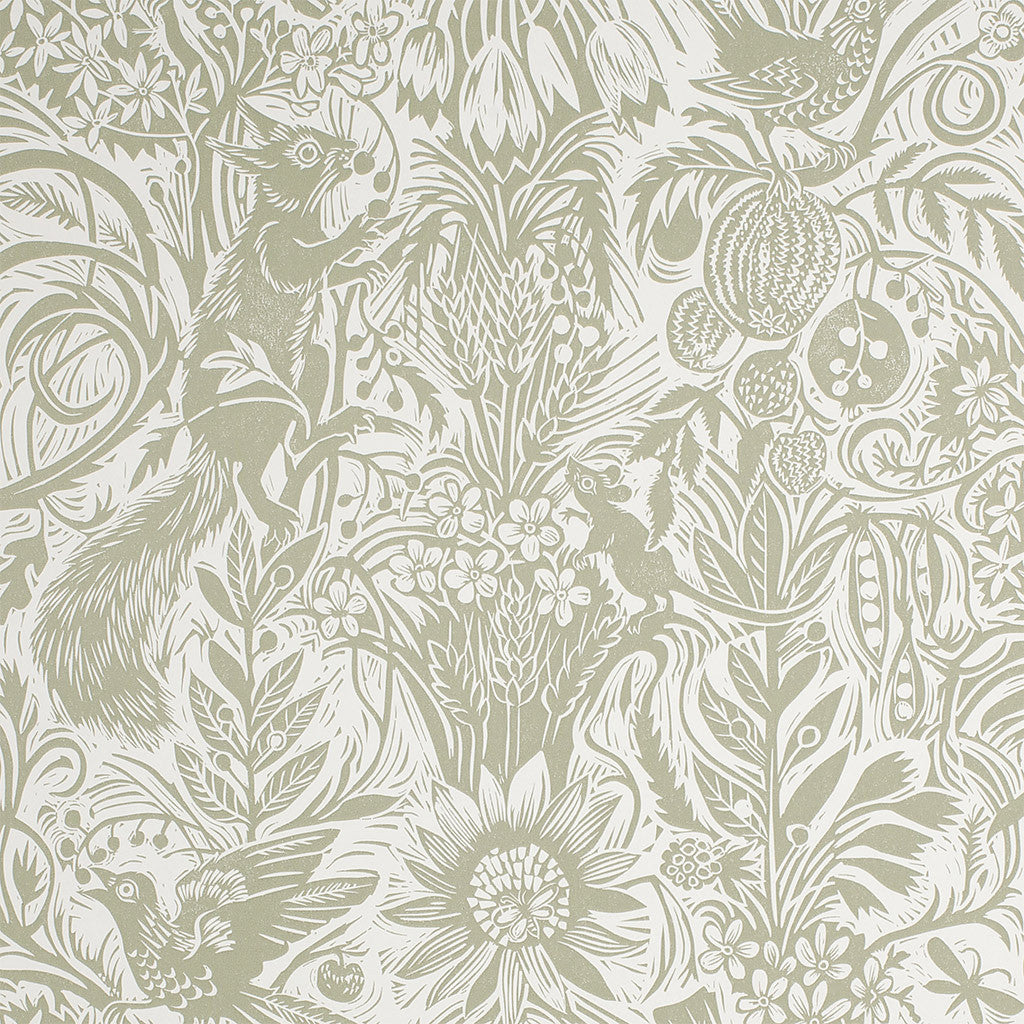 Squirrel and Sunflower wallpaper - Mark Hearld - St. Jude's Fabrics & Wallpapers