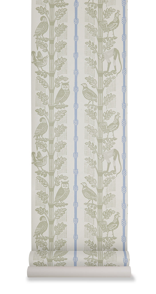 Monkeys and Birds wallpaper - Sheila Robinson - St. Jude's Fabrics & Wallpapers