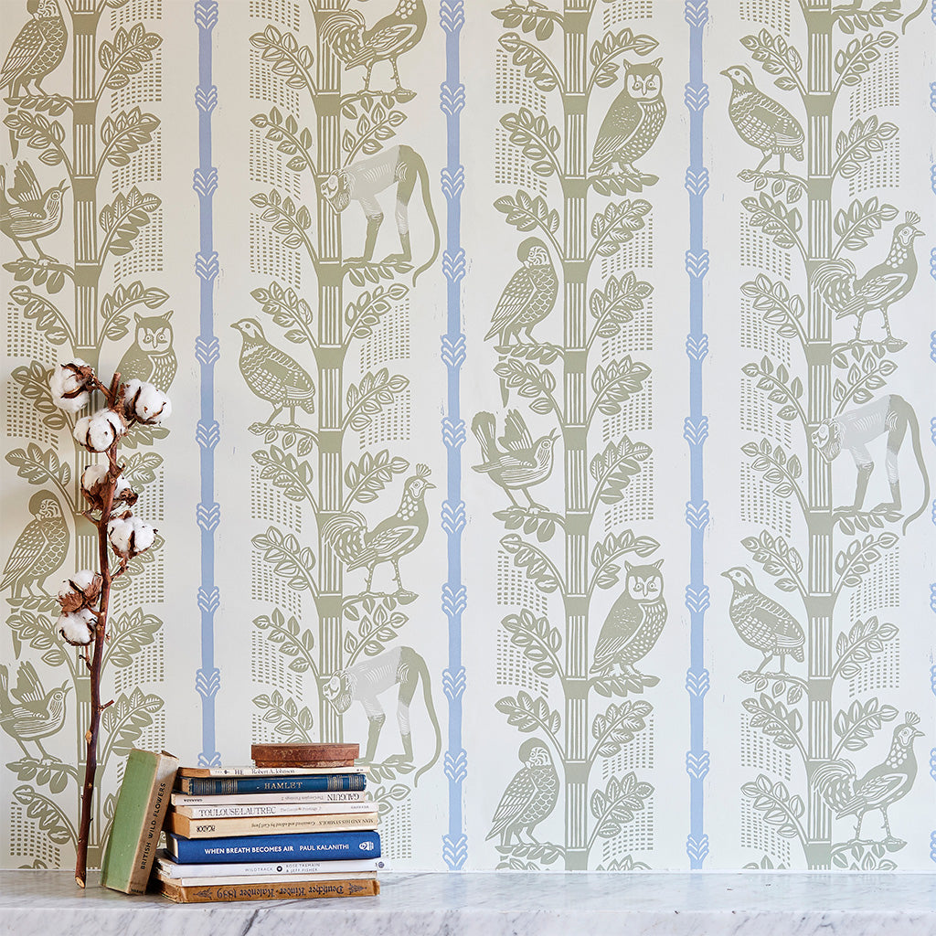 Monkeys and Birds wallpaper - Sheila Robinson - St. Jude's Fabrics & Wallpapers